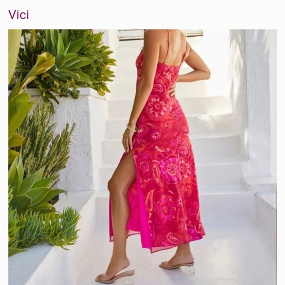 Vici Collection Pink Halter Maxi Dress - Picture 2 of 5